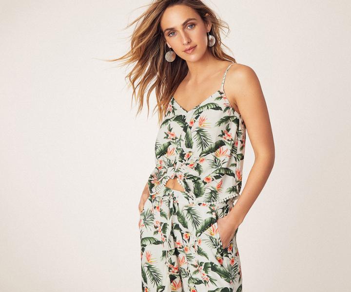 Oasis Delia Palm Print Top