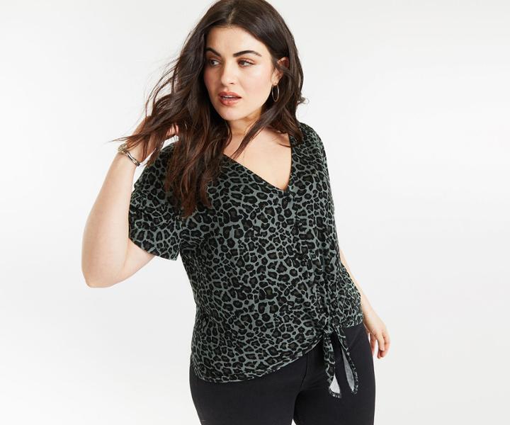 Oasis Curve Leopard Tie Blouse