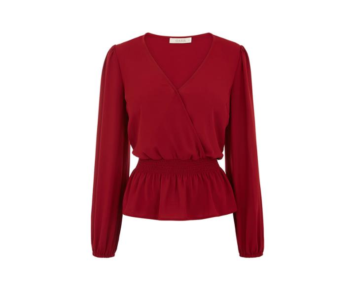 Oasis Wrap Smocked Blouse