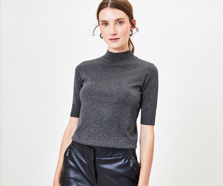 Oasis Mock Neck Sparkle Jumper