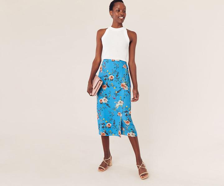 Oasis Floral Wrap Midi Skirt