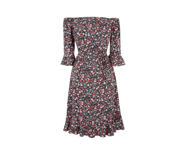Oasis Long Ditsy Bardot Dress
