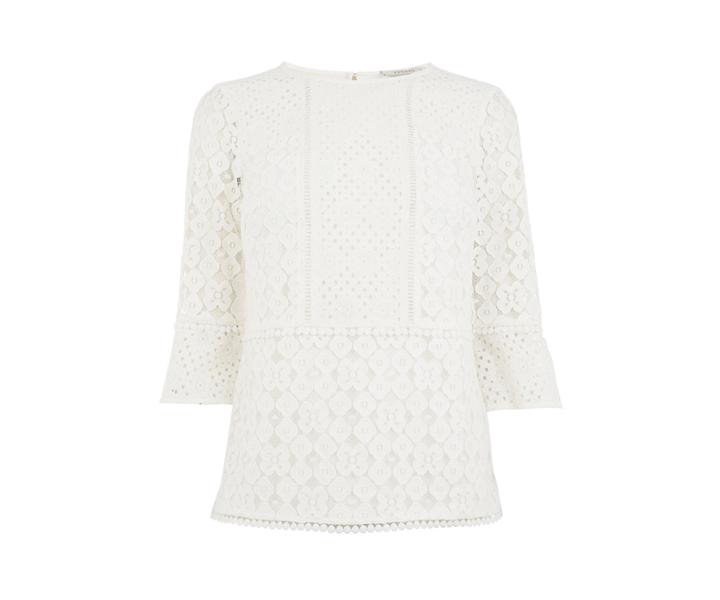 Oasis Kick Sleeve Patched Lace Top