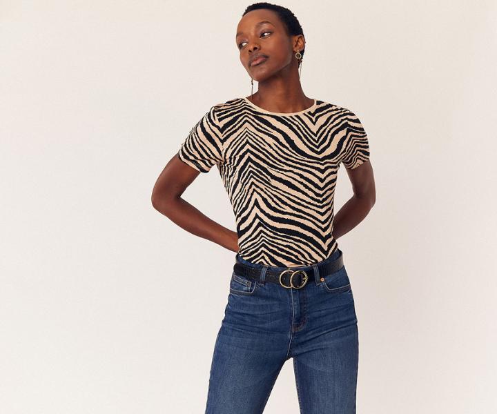 Oasis Tiger Print Dip Hem Tee