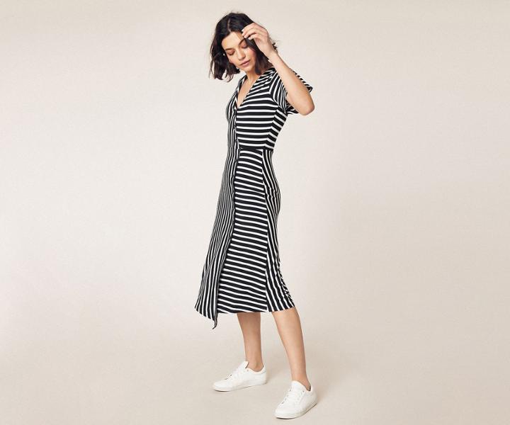 Oasis Spliced Button Midi Dress