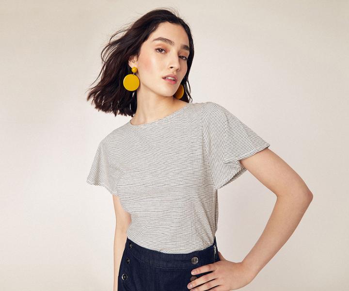 Oasis Stripe Angel Sleeve Tee