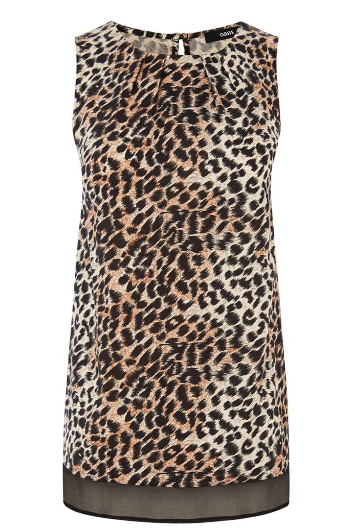 Oasis Animal Chiffon Hem Vest