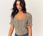 Oasis Floral Pleat Shirred Top