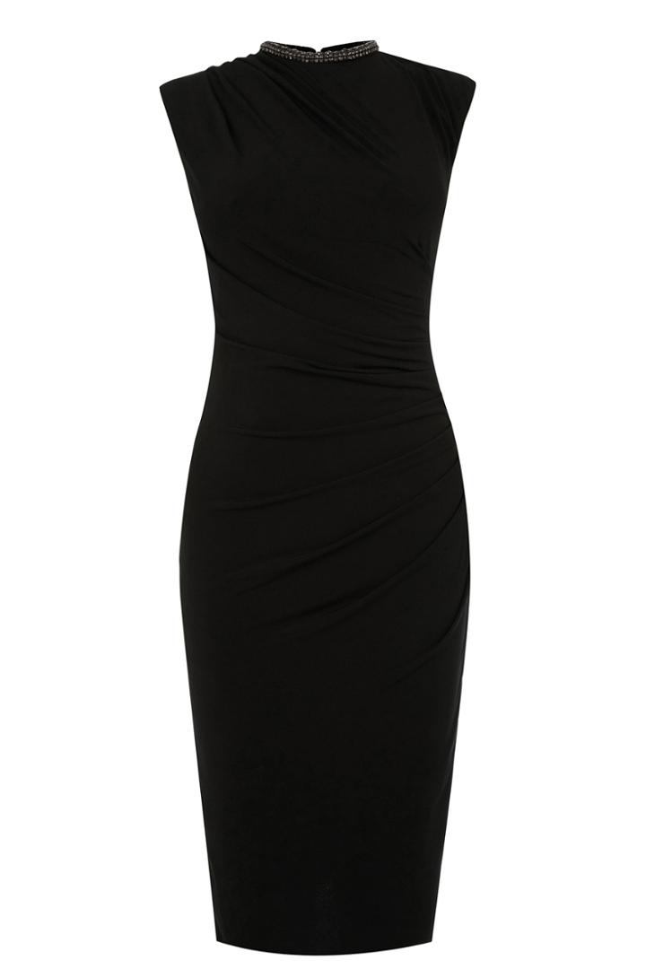 Oasis Emb Stretch Rouched Dress