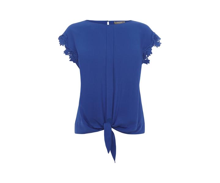 Oasis Lace Trim Tie Front Tee
