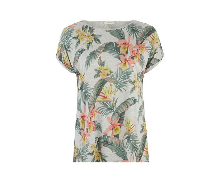 Oasis Curve Tropical Marl Tee