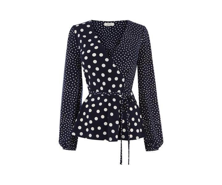 Oasis Patched Spot Wrap Top