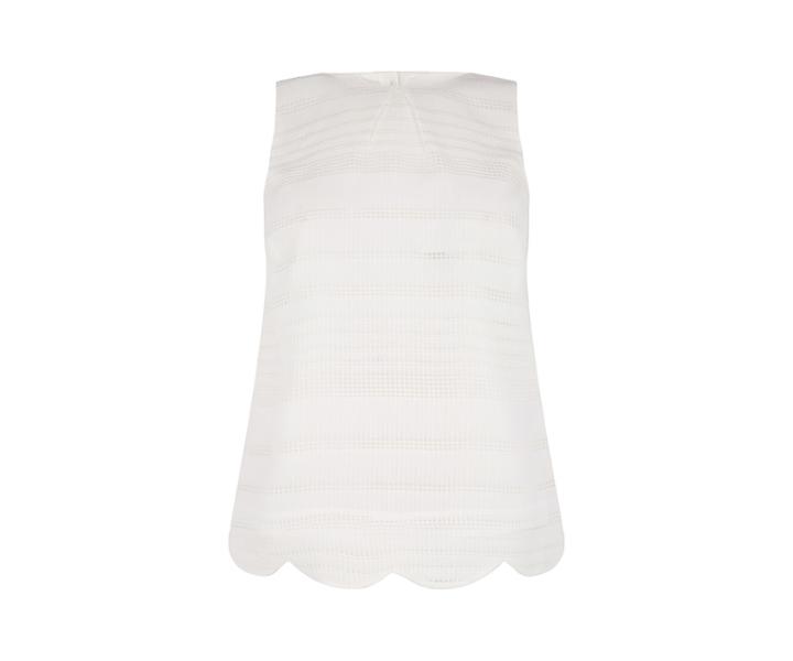 Oasis Grid Stripe Scallop Top