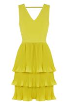 Oasis V Neck Pleated Tiered Dress