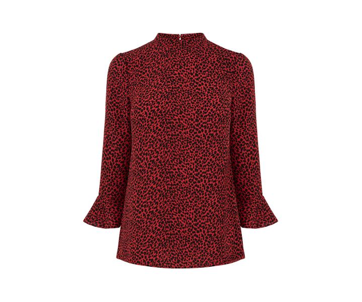 Oasis Animal Fluted Sleeve Top