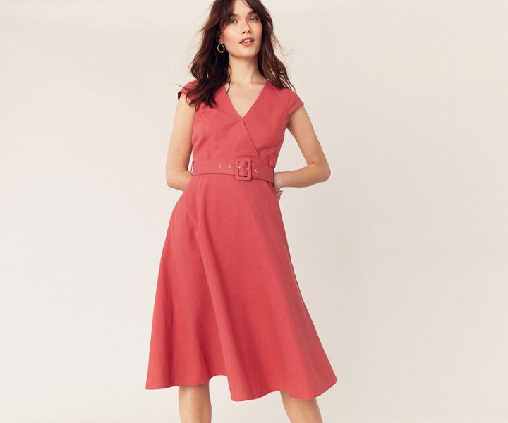 Oasis V Neck Fit & Flare Dress