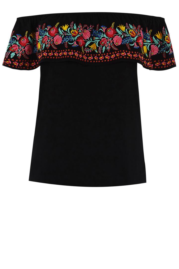 Oasis Embroidered Bardot Top