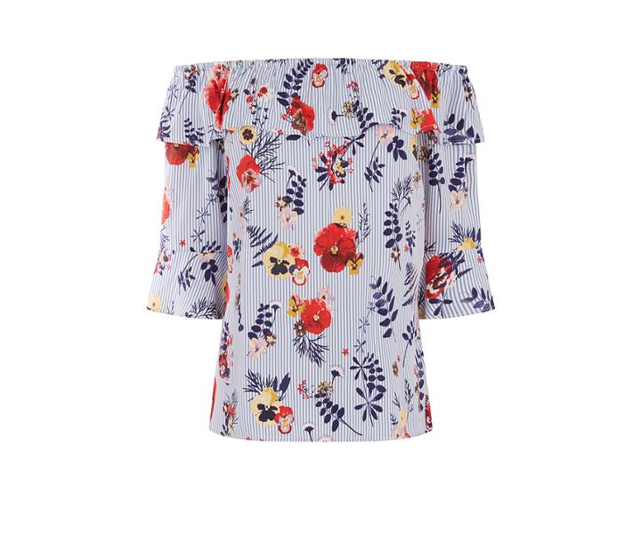 Oasis Flower Stripe Bardot Top