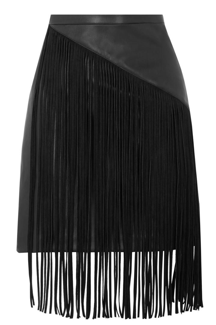 Oasis Faux Leather Fringed Mini Skirt