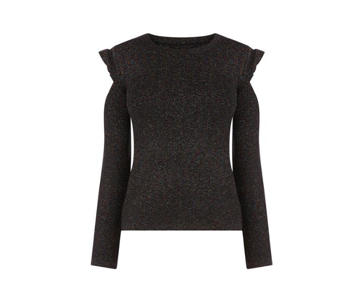 Oasis Lurex Cold Shoulder Top
