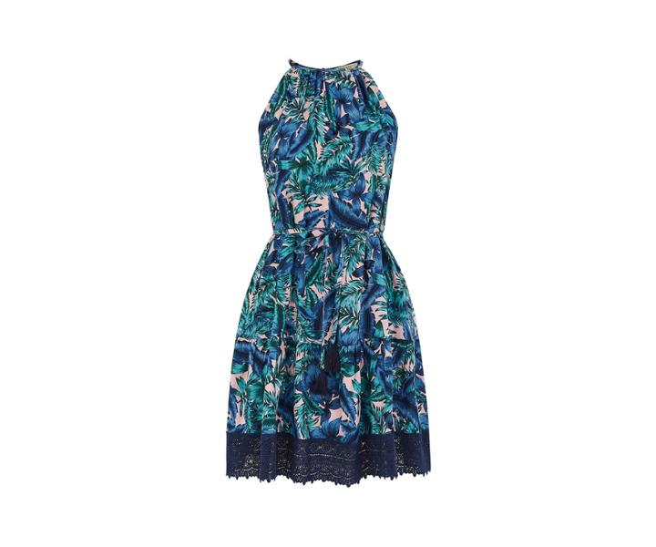Oasis Tropical Palm Lace Edge Dress