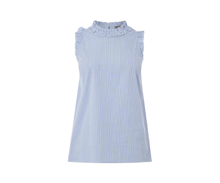 Oasis Ticking Stripe Ruffle Neck Top