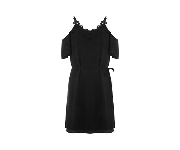 Oasis Lace Trim Cold Shoulder Dress