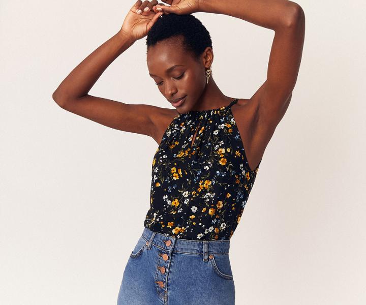 Oasis Ditsy Keyhole Halter Top
