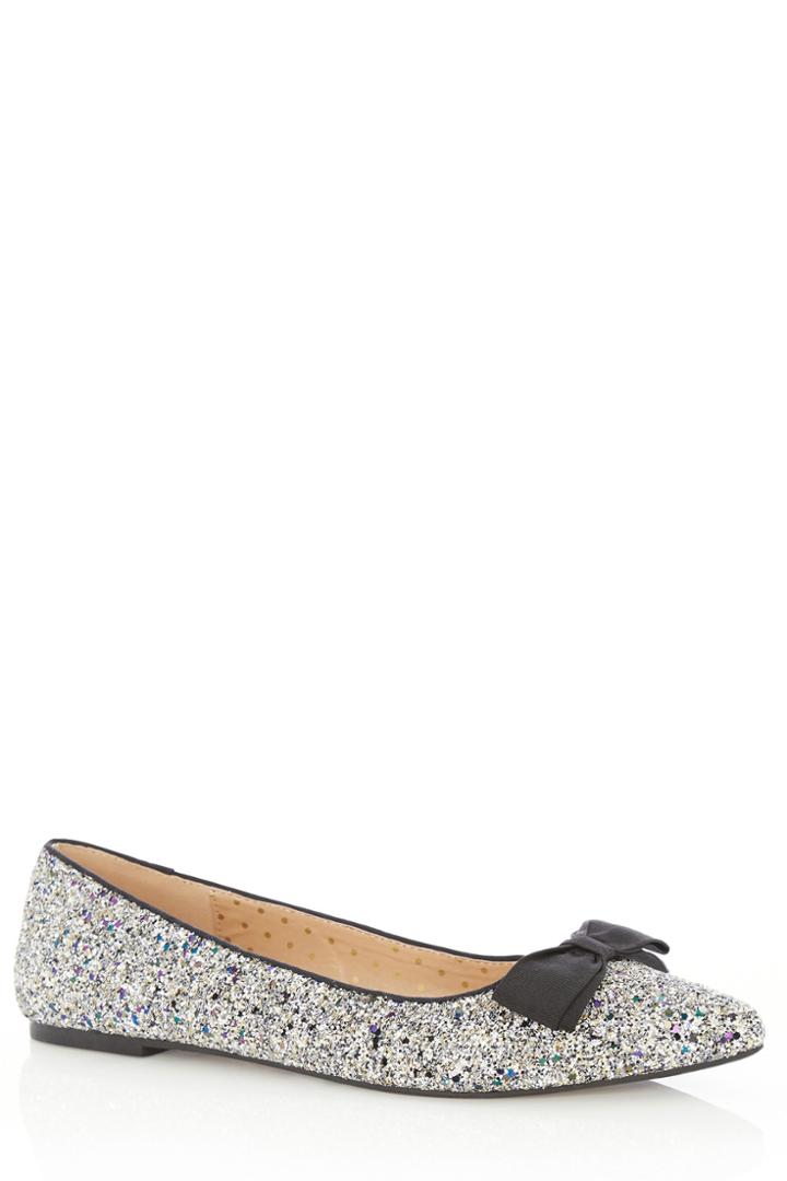 Oasis Bow Flat Glitter Shoe