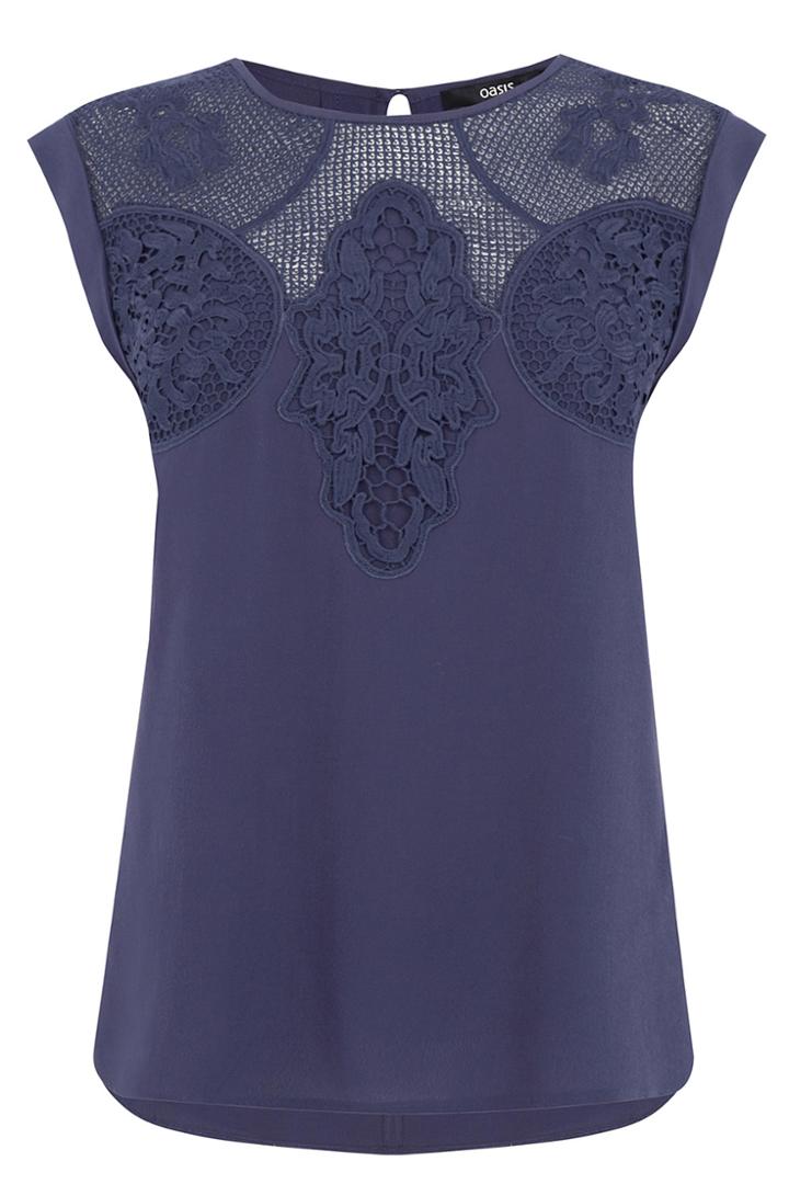 Oasis Trimmed Moss Crepe T-shirt