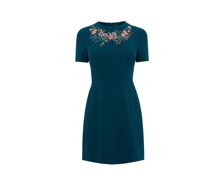 Oasis Ava Embroidered Dress Long