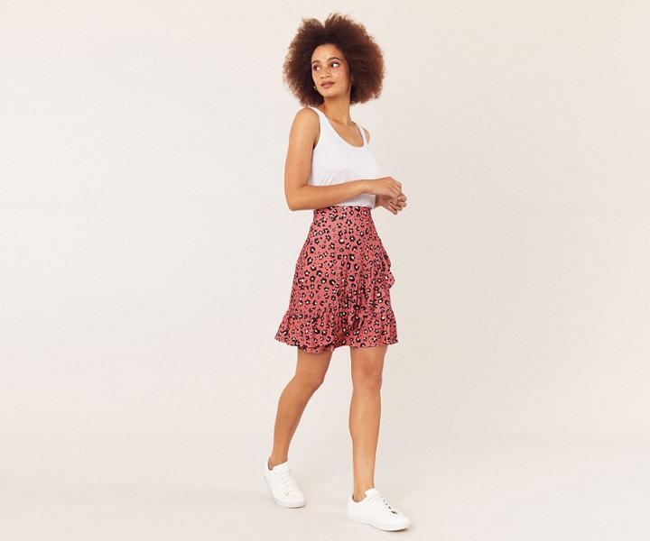 Oasis Animal Ruffle Skirt