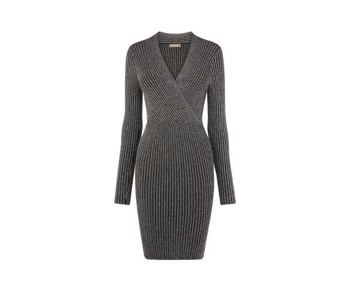 Oasis Maya Rib Wrap Lurex Dress