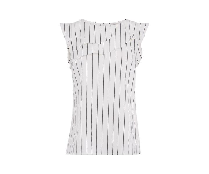 Oasis Pinstripe Frill Top