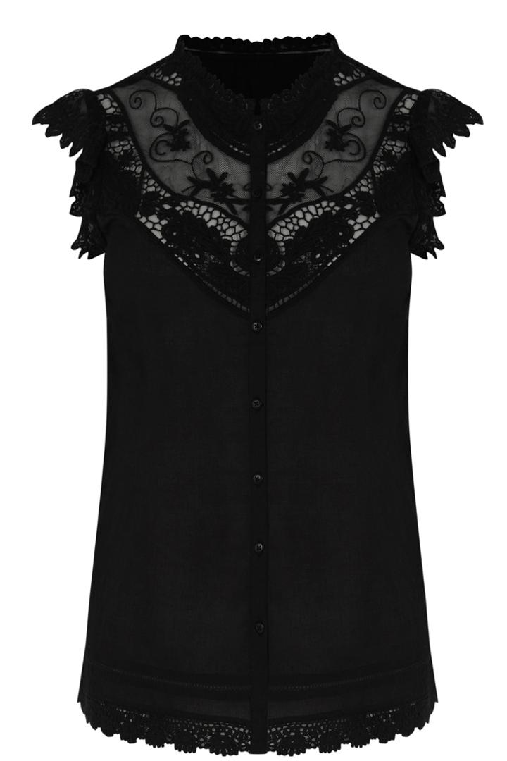 Oasis Lace Trim Cotton Shirt