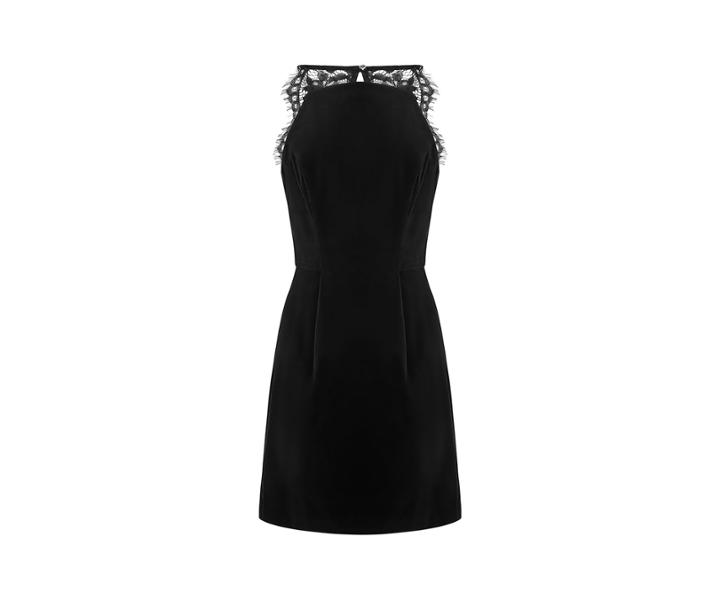 Oasis Long Lace Back Velvet Shift Dr