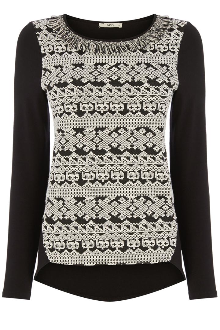 Oasis Tuffty Trim Jacquard Sweat