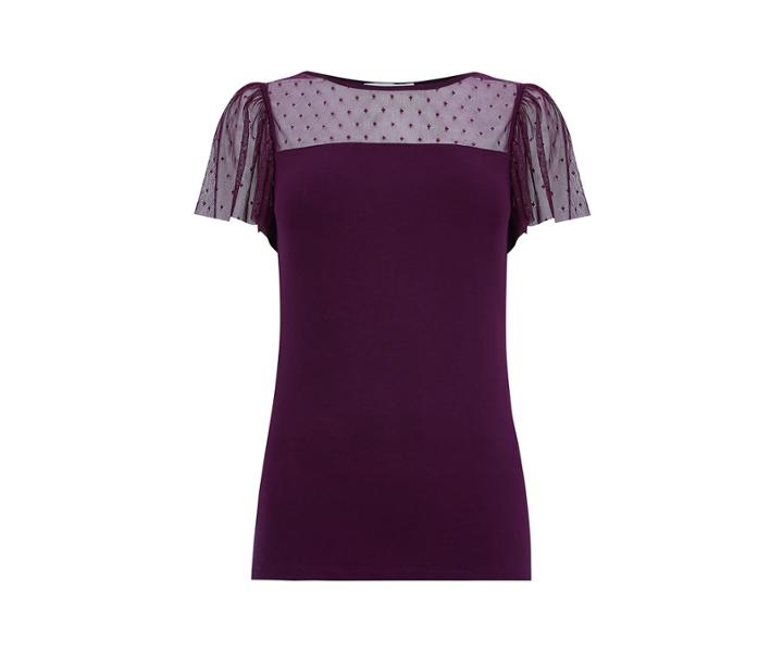 Oasis Ruffle Mesh Fitted Top
