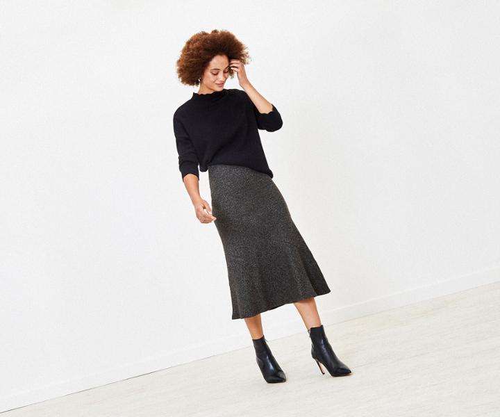 Oasis Rib Bias Cut Skirt
