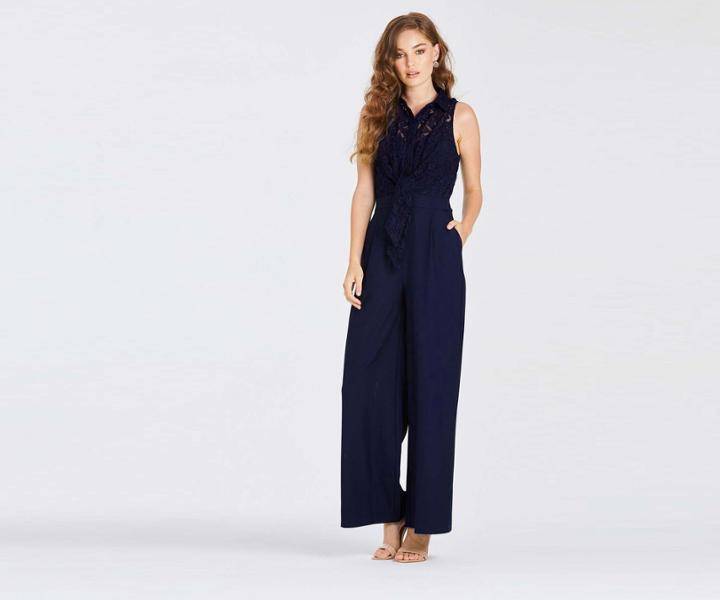 Oasis Tie Front Lace Jumpsuit