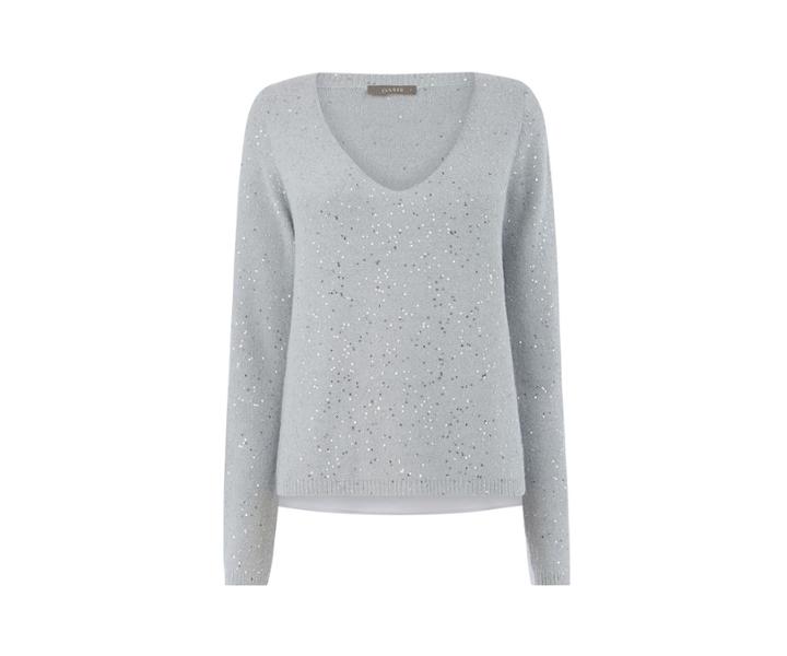 Oasis Sequin Yarn V Neck Woven Mix