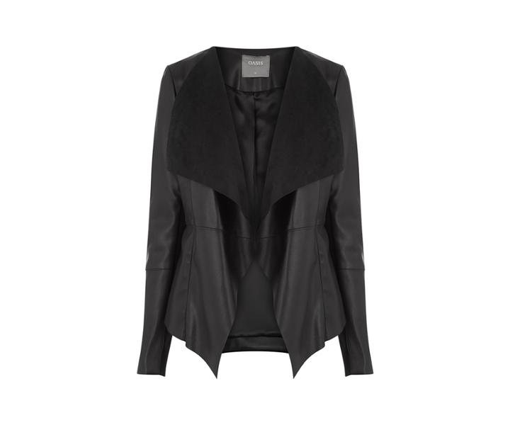 Oasis Faux Leather Waterfall Jacket