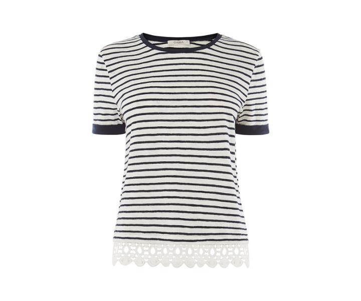Oasis Crochet Hem Striped Tee