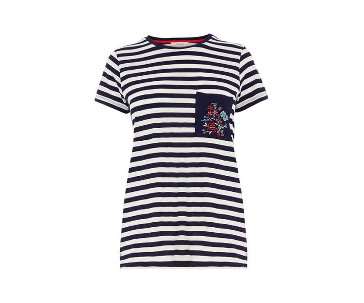 Oasis Stripe Embroidered Pocket Tee