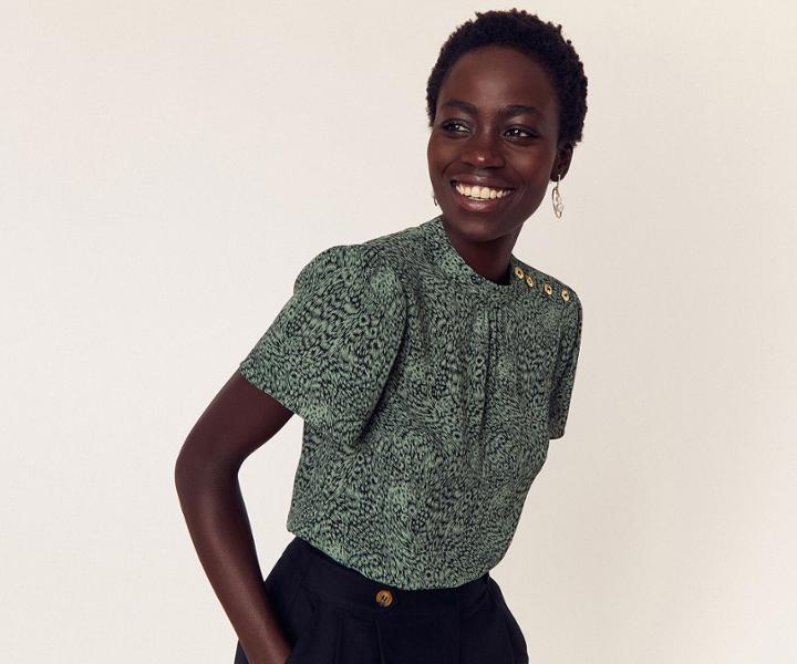 Oasis Animal Print Button Top