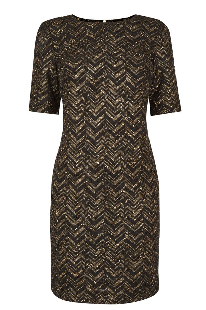 Oasis Popcorn Zig Zag Shift Dress
