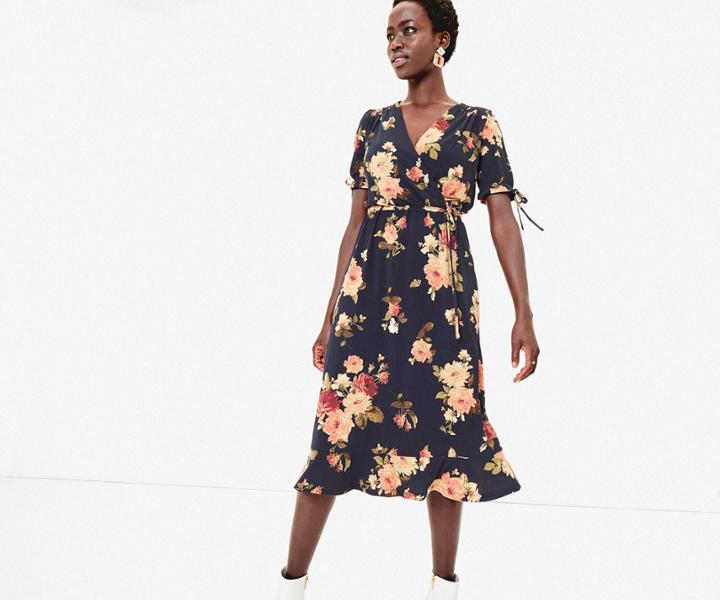 Oasis Rose Wrap Midi Dress