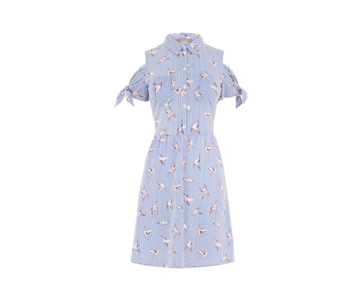 Oasis Stripe Bird Shirt Dress