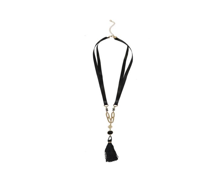 Oasis Black Tassel Necklace