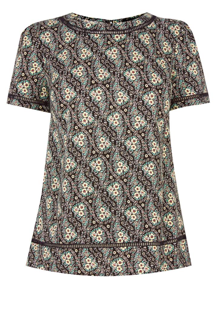 Oasis Ditsy Viscose Trim Tee